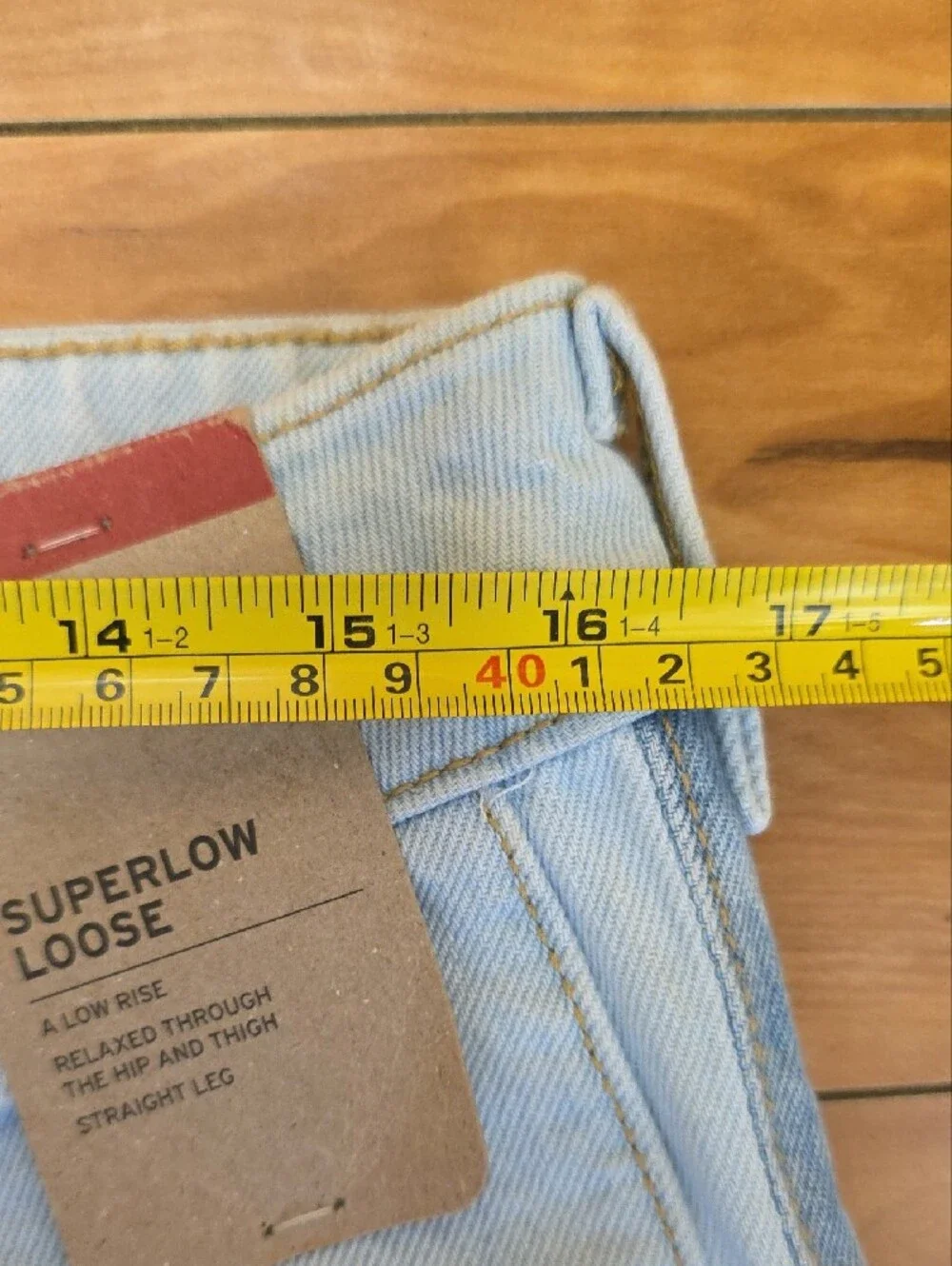 Levi’s Superlow Loose Stripe Jeans Light Wash Two Tone Side Panel 30x32 NEW - Picture 11 of 16